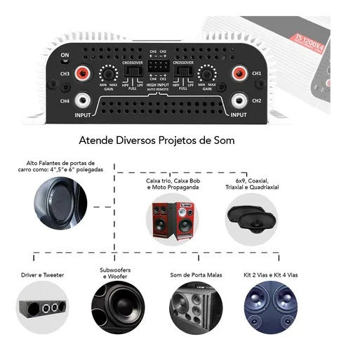 Modulo Amplificador Taramps Ts1200x4 1200w Rms Classe D Modulo Amplificador Taramps Ts1200x4 1200w Rms Classe D